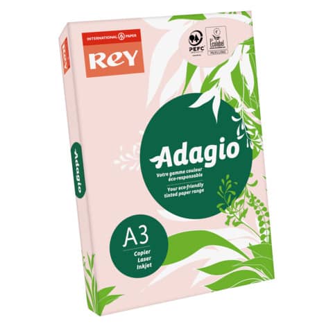 Carta colorata A3 Sylvamo Rey Adagio 80 g/m² rosa 07 - Risma da 500 fogli - ADAGI080X676